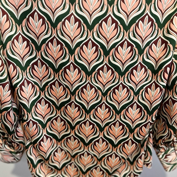 Zara Retro 70s Inspired Blouse Business Casual Boho Paisley Patterned Top - Picture 7 of 9